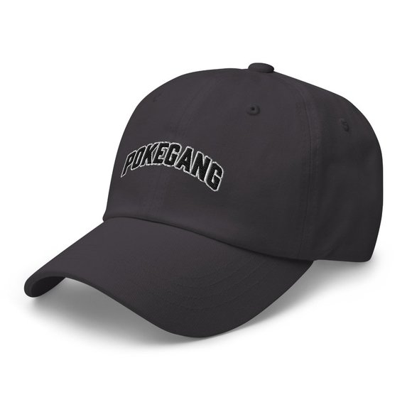 PokeGang Unisex Dark Grey Antique Buckle 100% Chino Cotton Twill Hat